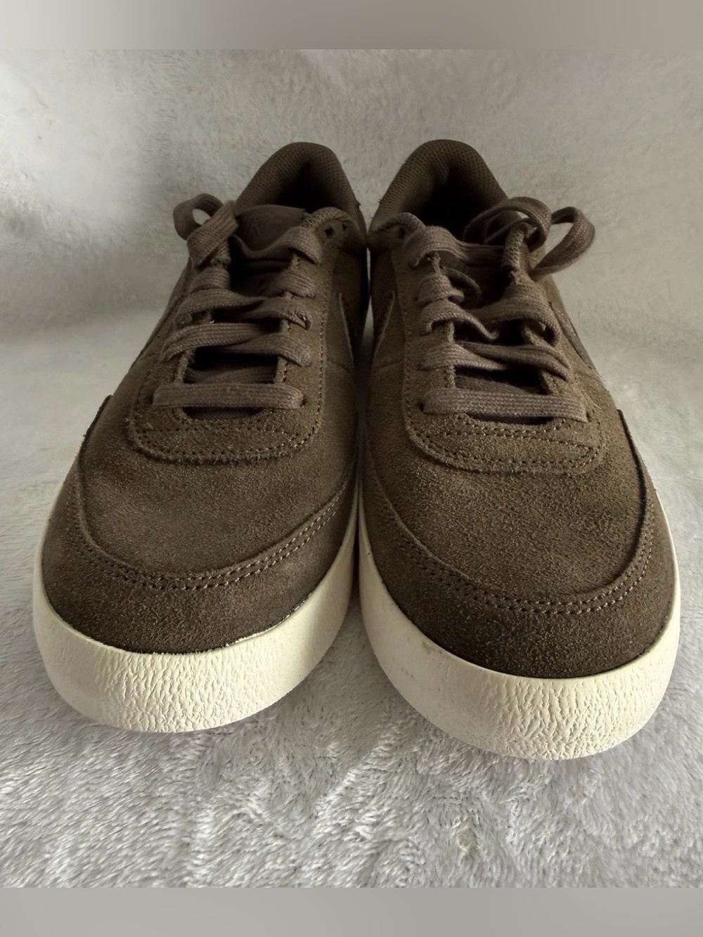 Nike Olive Brown Suede Kids Sneaker with White Sole